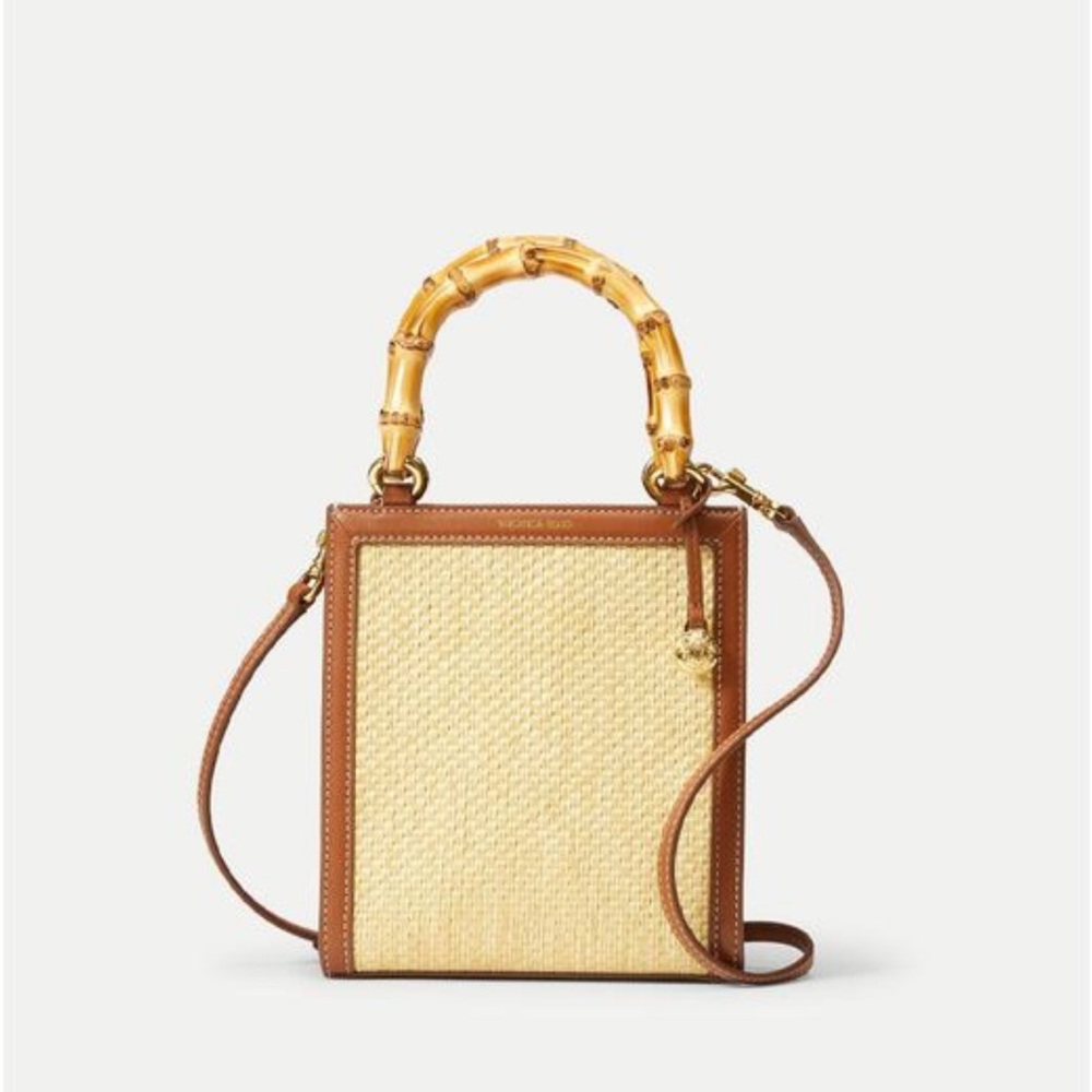 Veronica Beard Raffia Bamboo Handle Shopper Tote. NEW WITHOUT TAGS